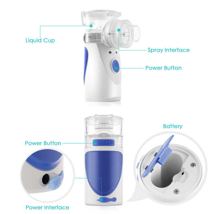 Portable Handheld Nebulizer Machine Mesh Steam Inhaler for Kids, Adults