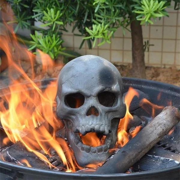 Reusable Ceramic Human Skull Flame Fireproof Logs For Bonfires, Fireplaces, Fire Pits, Gothic flame Skull