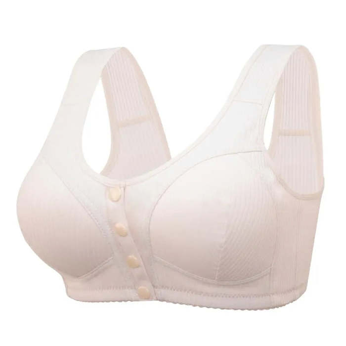 (3packs) Comfortable front-closure wireless plus size button bra