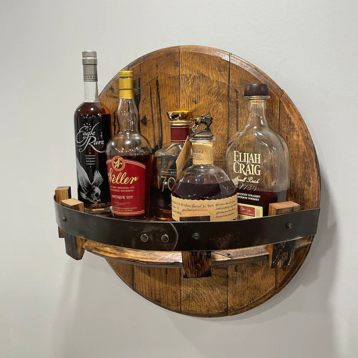 Bourbon whiskey barrel shelf