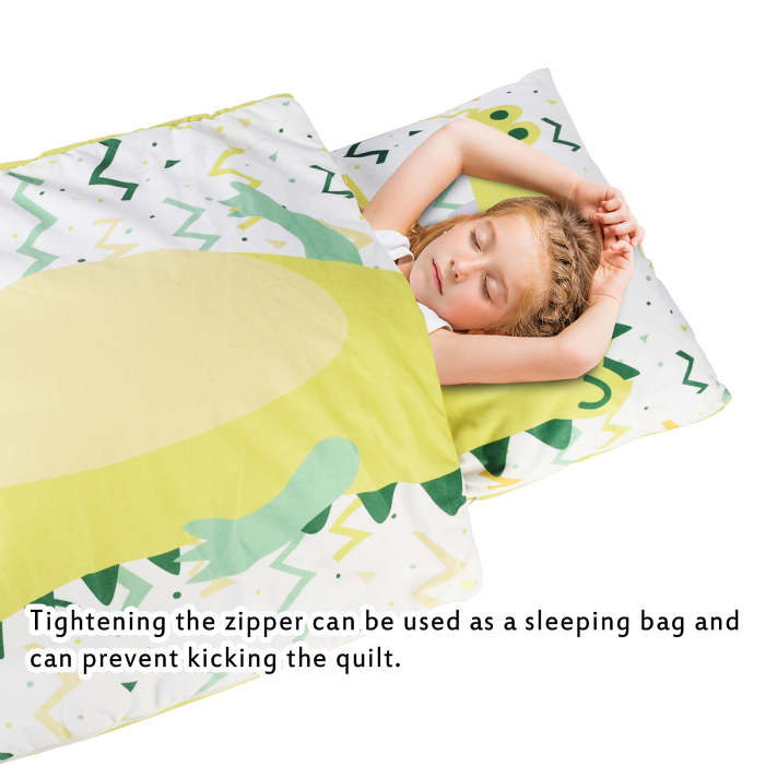 Children Sleeping Bag with Removable Pillow for Preschool Daycare Sleepovers-Cartoon Design