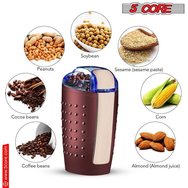 5 Core Coffee Grinder 85 Gram Capacity 150W Electric Bean Spice by Veasoon