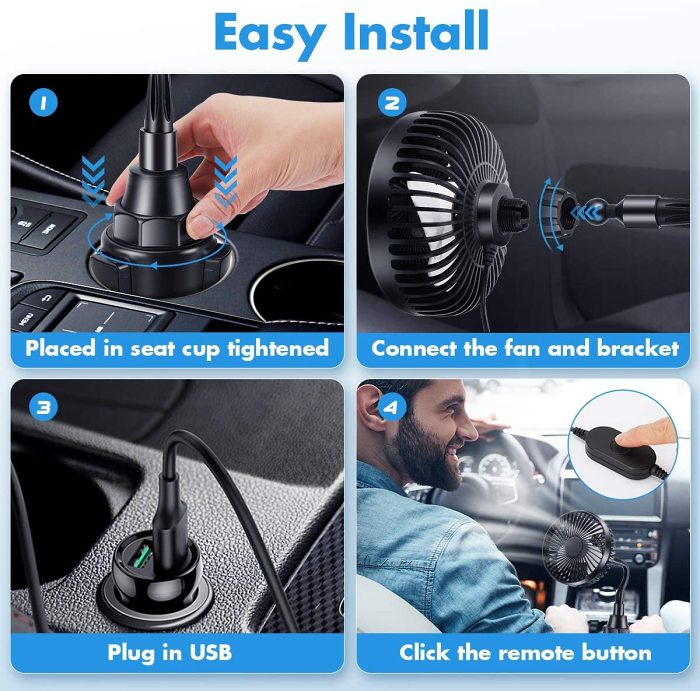 Car Cup Holder Fan