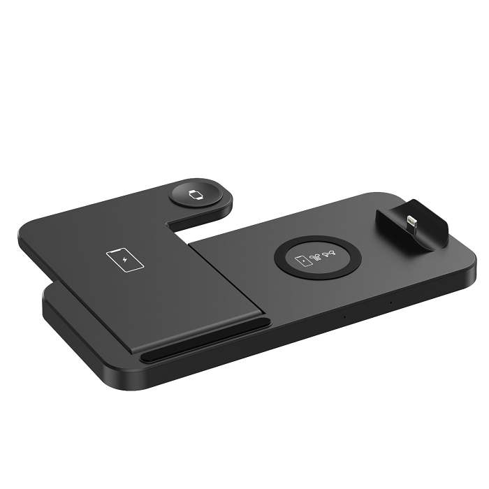 4 in 1 Wireless Charger Charging Station Dock for iPhone/Samsung/iWatch/Airpods,Black/US Plug