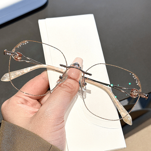 Women’S Diamond Rimless Anti-Blue Light Presbyopia Glasses