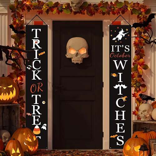 Halloween Porch Decoration October Witch Front Porch Banner Decorations