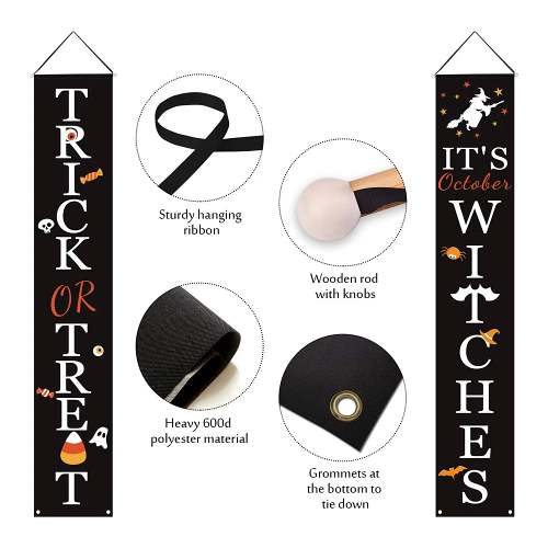 Halloween Porch Decoration October Witch Front Porch Banner Decorations