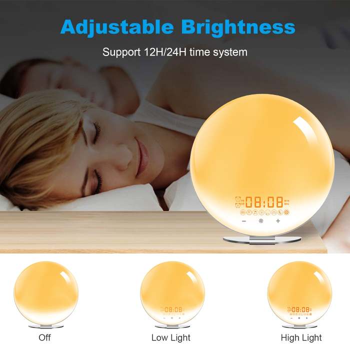 Sunrise Alarm Clock White Noise Sound Machine 7 Colors Night Light for Kids & Adult