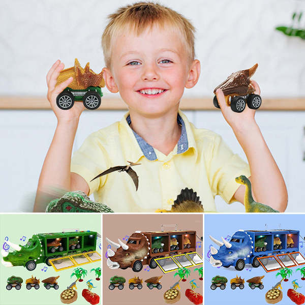 Dino Carrier Truck | Dinocrane Original Oversized Jurassic Dinosaurs Music Truck Transport Car Carrier Kids Toys, Rex Truck