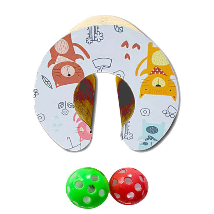 Foldable Cat Scratching Board with Toy Bell Ball, Magic Circular Scratching Box Corrugated Interactive Cat Scratching Toy