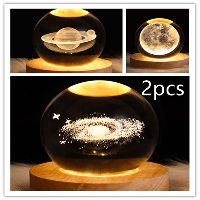 3D galaxy crystal ball LED night light