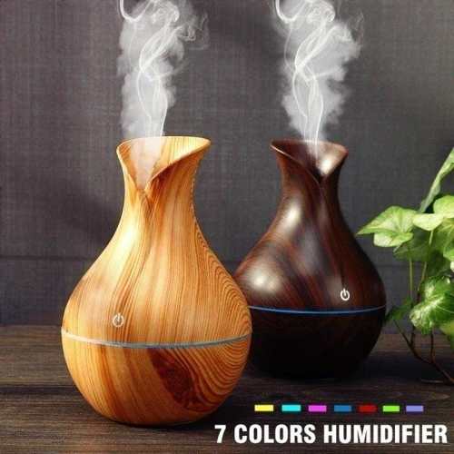 Air Humidifier Wood Grain with LED Lights Diffuser by Veasoon