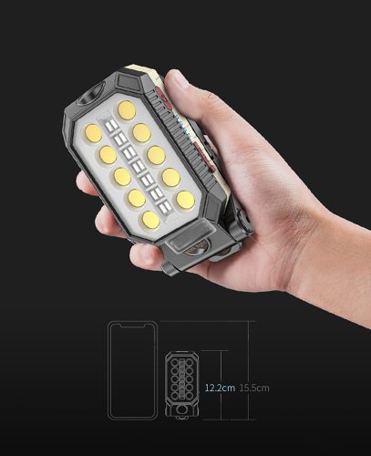 USB Rechargeable Work Light Portable LED Flashlight Adjustable Waterproof Camping Lantern Magnet Design with Power Display