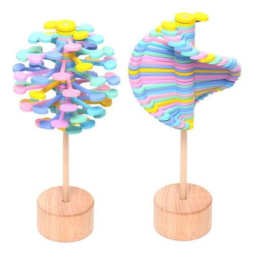 Wooden Decompression Stick Artifact Rotating Lollipop Montessori   Decompression Stick Creative Toy Gift