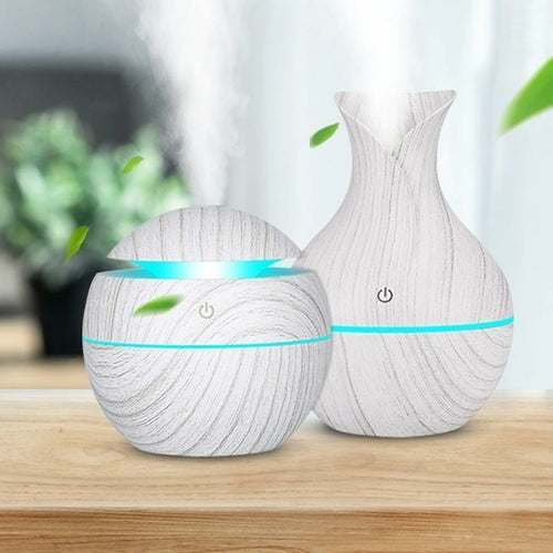 Air Humidifier Wood Grain with LED Lights Diffuser by Veasoon