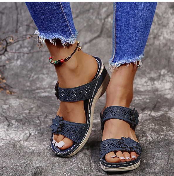 2023 Women Casual Shoes Vintage Flower Fish Mouth Sandals