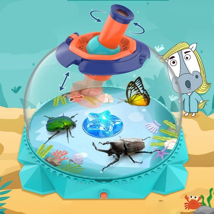 Experimental Biological Observation Barrel Insect Catcher with 4x Magnifying Glass - Retractable, Waterproof