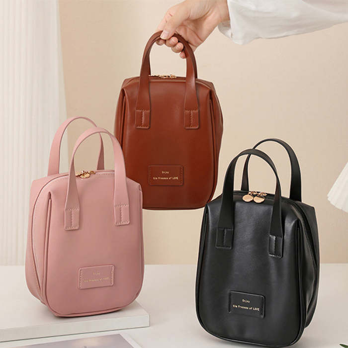Shell-Shaped Handle-Top Travel Cosmetic Bag