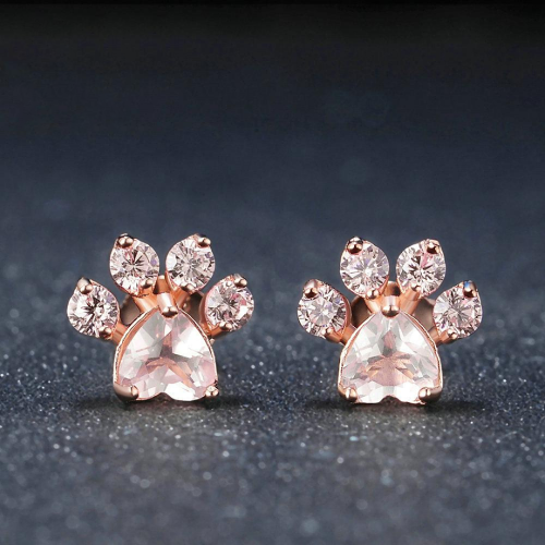 Paw Earrings | Rose Gold Plated with Crystal