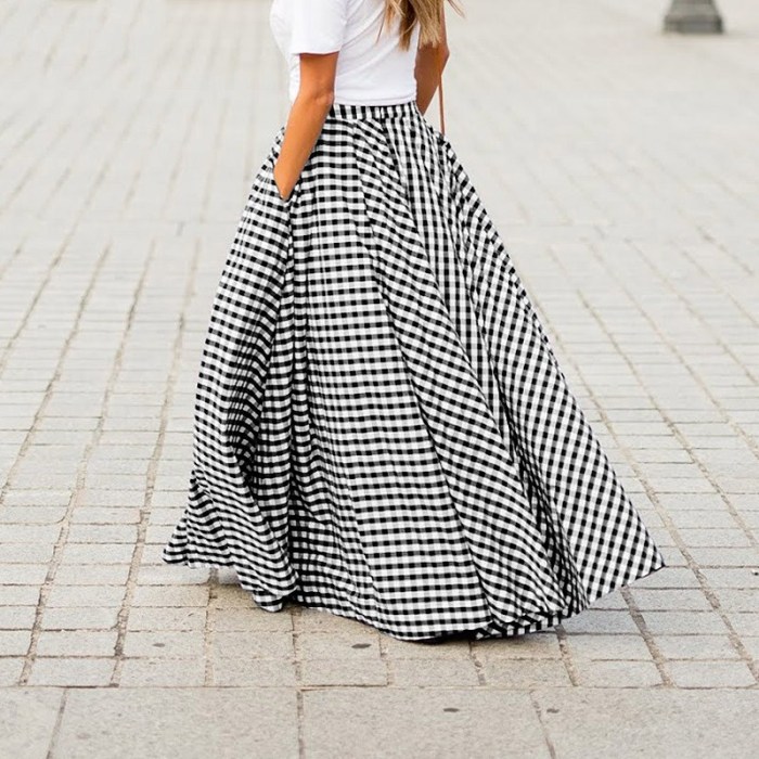 Plaid Ruffle Zipper Back Plus Size Skirt with Pockets