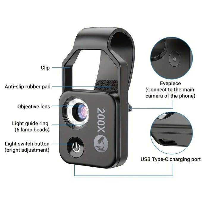 200x Cell Phone Camera Microscope Lens
