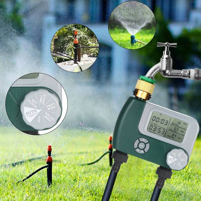 Watering 2 Outlet Grass Garden Timer - Irrigation Control Clock Timer