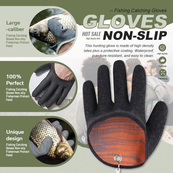 Fishing Catching Gloves Non-Slip Fisherman Protect Hand