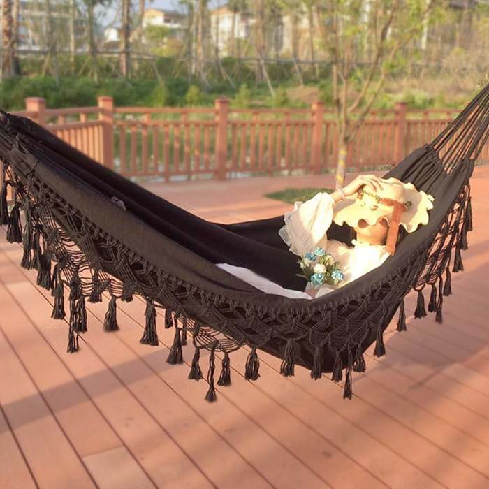 Double Boho Tassel Nest Hammock Swing Chair Outdoor/Indoor Garden 2 Person