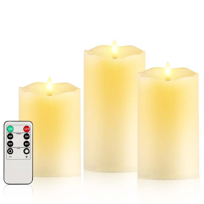 Flameless Candles Battery Operated LED Dancing Flame Candles Tea Light LED Candles with Remote Control Set of 3