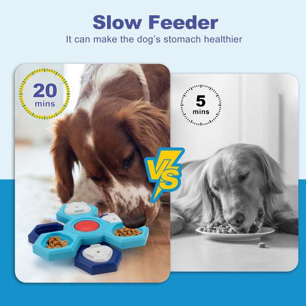 Interactive slow feeder dog bowl.