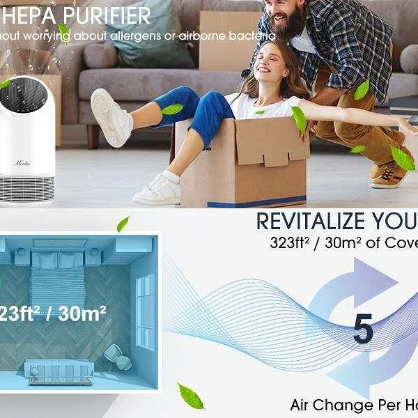 True HEPA Air Purifierfor Home 360° Deep Purification by Veasoon