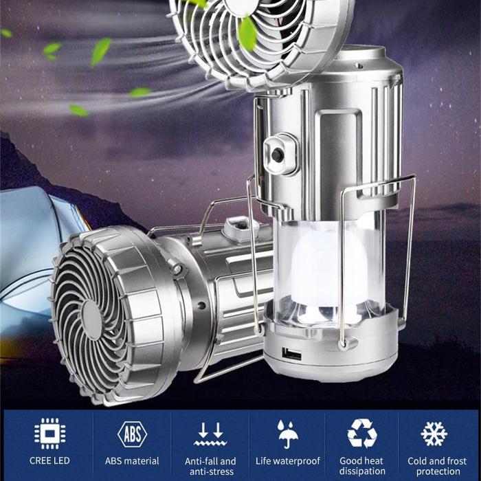 6 in 1 Portable Outdoor LED Camping Lantern With Fan