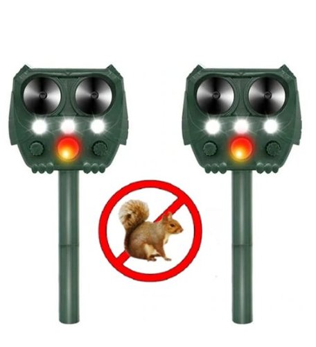Ultrasonic Squirrel Repeller -Solar Powered-Get Rid of Squirrel
