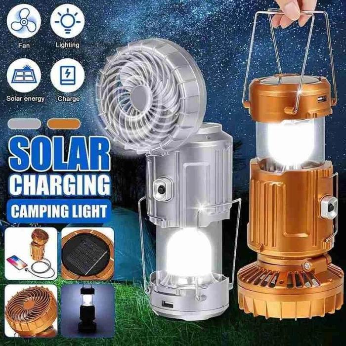 6 in 1 Portable Outdoor LED Camping Lantern With Fan