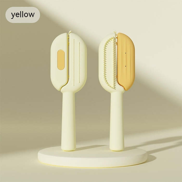 Self-cleaning pet grooming brush.