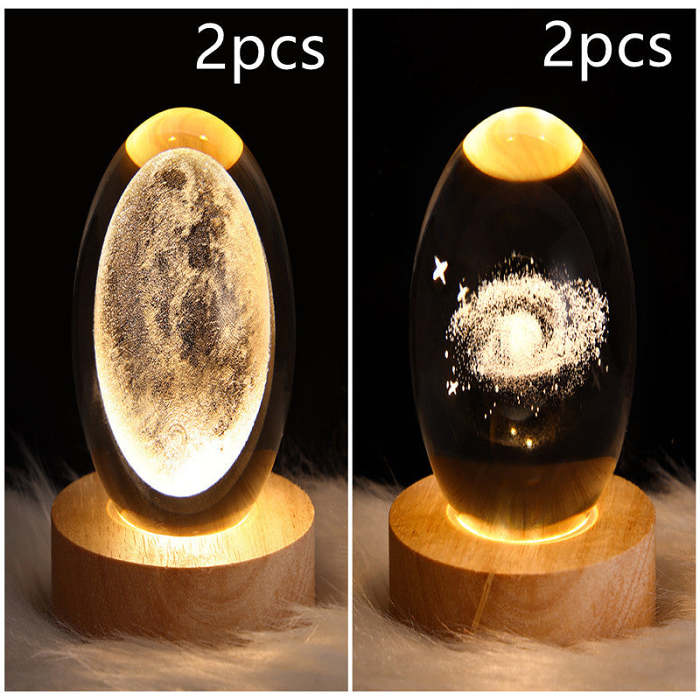 3D galaxy crystal ball LED night light