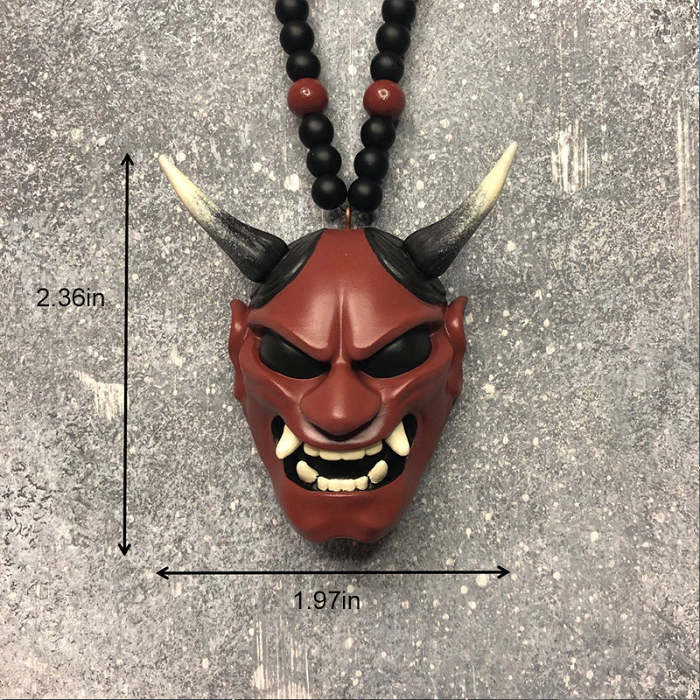 Japanese Oni Mask Car Rear View Mirror Ornament