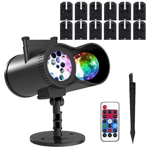 12 Patterns LED Projector Lights IP65 Waterproof Ocean Wave Projector Lamp with Remote Control Timer