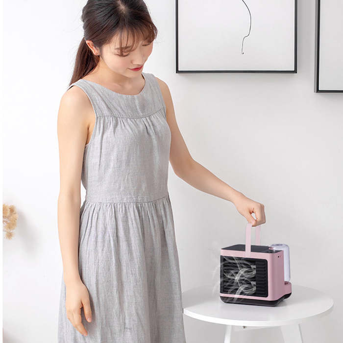 Bittychoice Portable Air Conditioner Tabletop Negative Ion Air-Conditioning Fan with 3 Speeds & Night Light, Evaporative Air Cooler with Icebox for Home Room Office