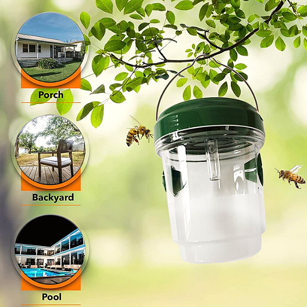 2 Pack Solar Wasp Trap Hanging with LED Light