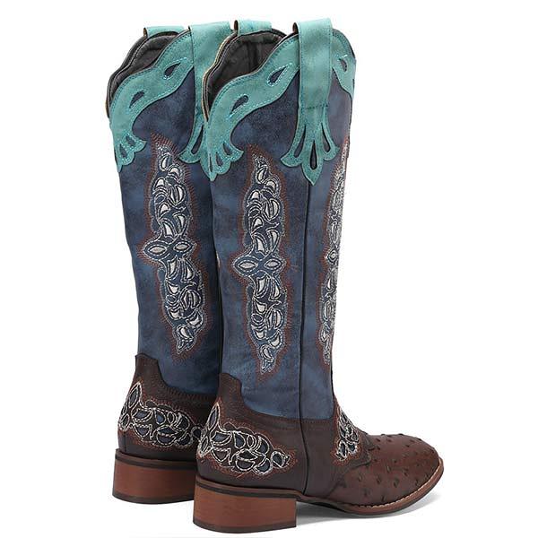 Women'S Embroidered Colorblock Rider Boots
