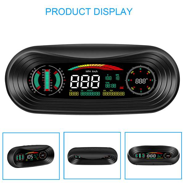 Head up Display Car Overhead Video Players GPS Speedometer with Speed OverSpeed Alarm KMH/MPH Mileage Measurement for All Vehicles