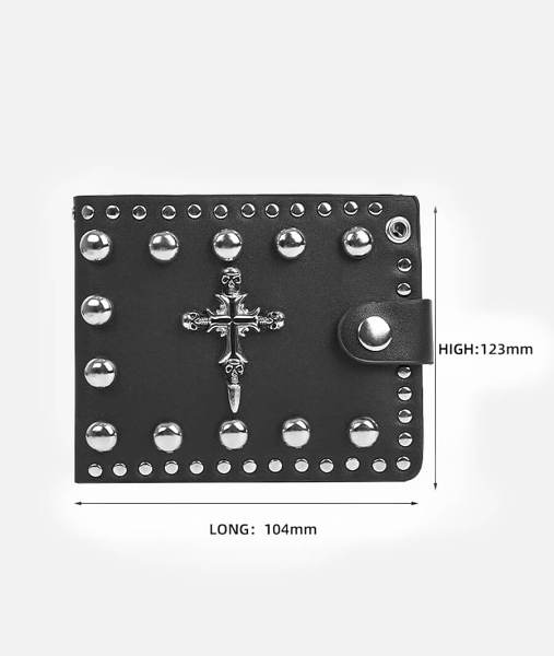 Black Chain Wallet With Cross & Rivets