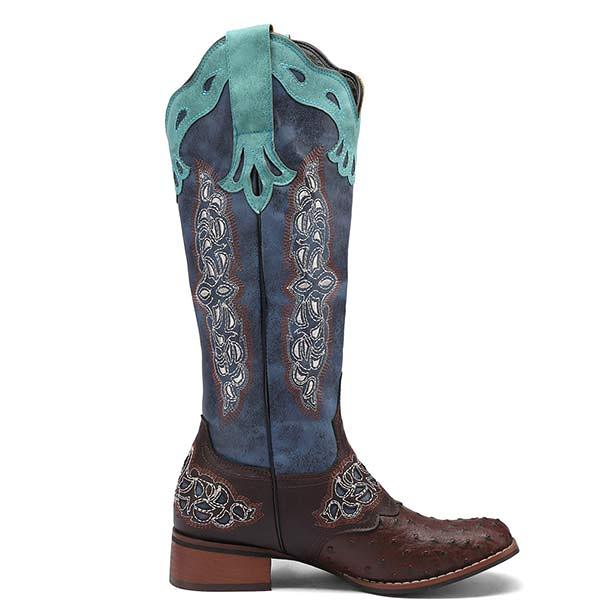 Women'S Embroidered Colorblock Rider Boots