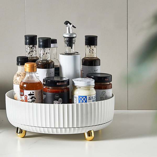Makeup Organizer, 360 Degree Rotating Cosmetic Desktop Storage Display Case, Large Capacity Round Perfume Bowl, Fit for Jewelry, Brushes