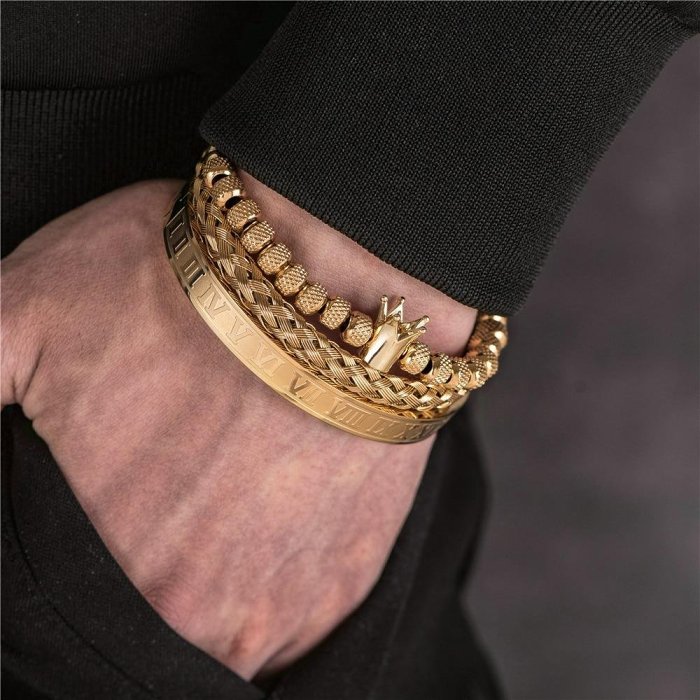 Royal Ice Roman Numerals Bracelet 3PCS Set (4 Colors)