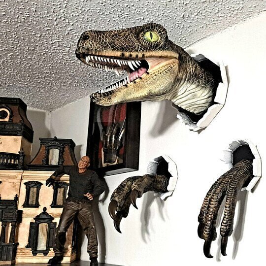 Wall Bursting Velociraptor Decorations