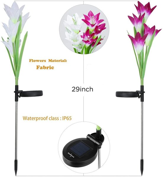 Solar Powered Handmade Artificial Lily LED Lights