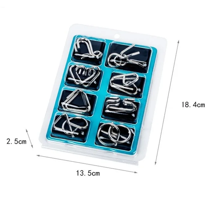 Stainless Steel Montessori Puzzle Mind IQ Test Toys (8pcs)