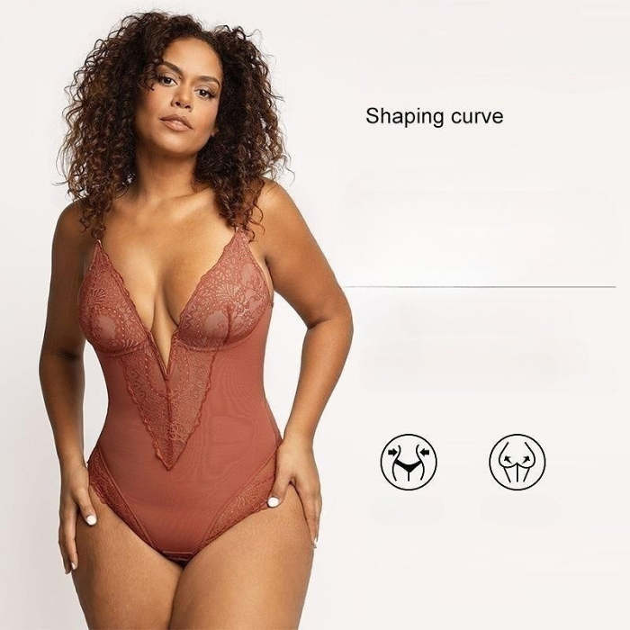 LACE DEEP-V NECK BODYSUITS